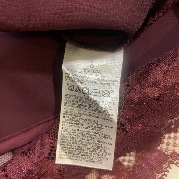 Old Navy Burgundy Lace Trim Slip Dress Nightgown Size Large - Picture 10 of 13